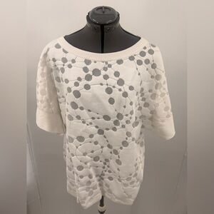 Lafayette 148 New York Elegant White and Gray Women's Top Size XXL NWT